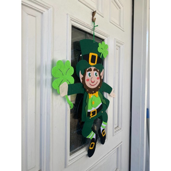 Happy Saint Patrick’s Day Leprechaun Green Wall Door Sign Wreath Crafts Decor - Picture 5 of 5